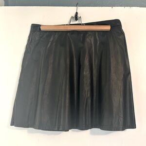 Faux leather black mini skirt